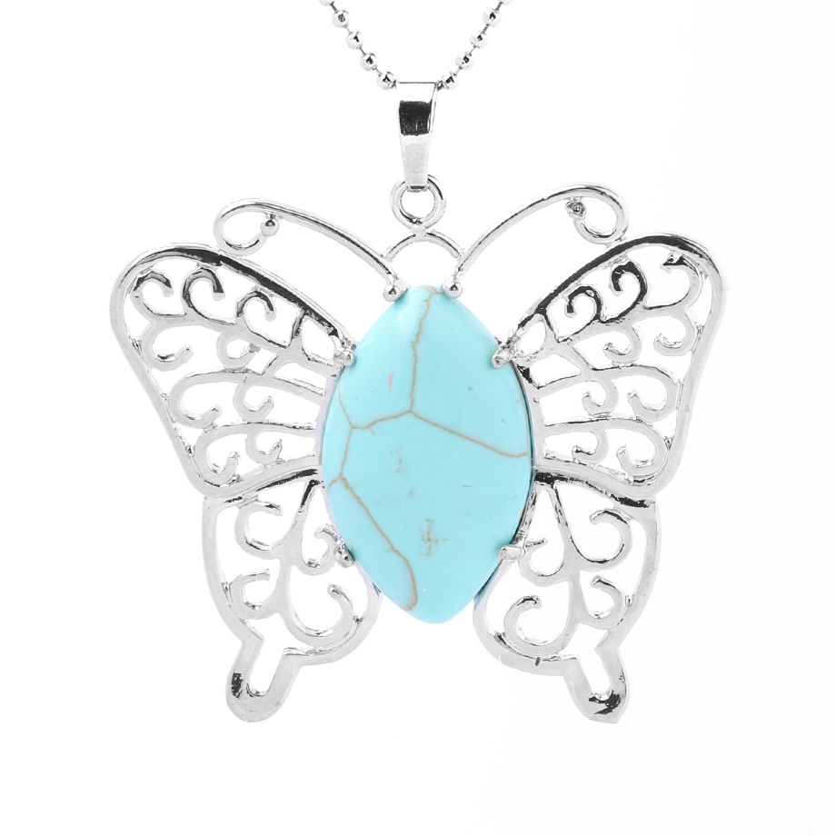 Chaîne et son Pendentif en Turquoise "Stabilité & Empathie" - Papillon
