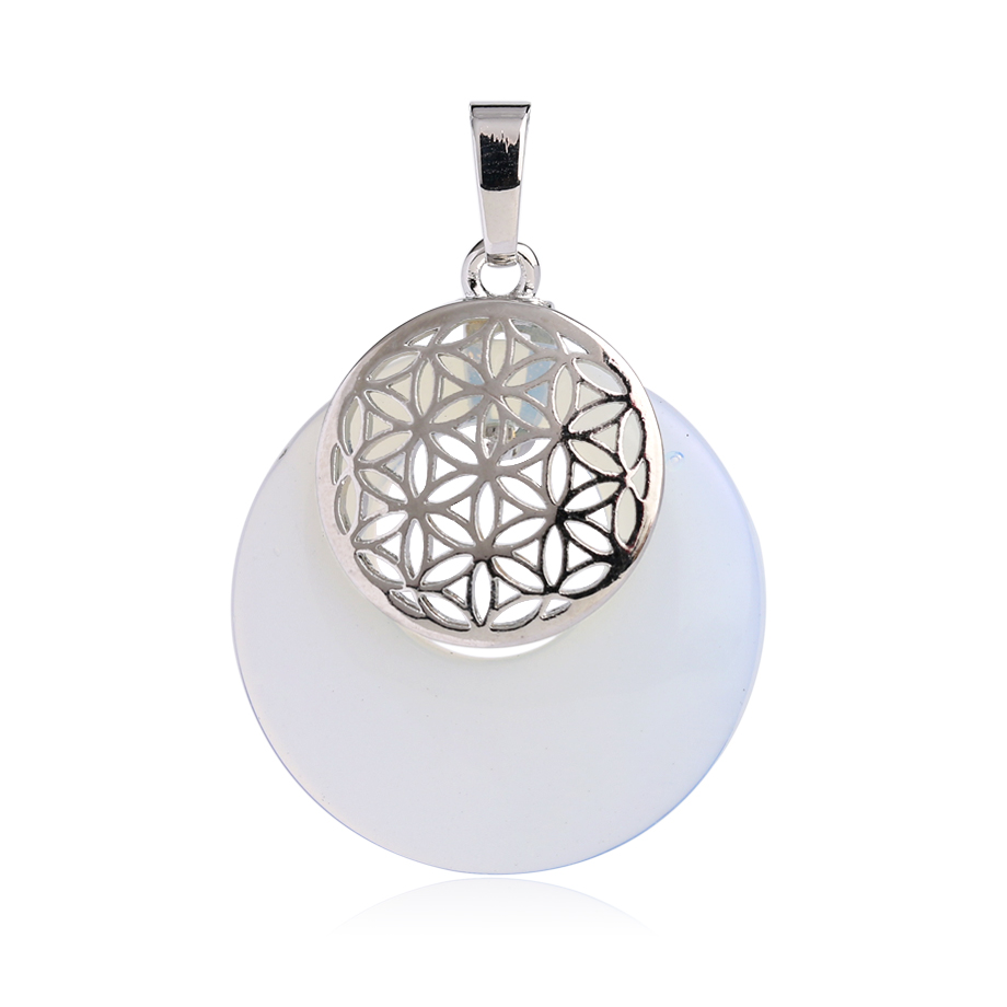 Pendentif Guérison en Opale "Créativité & Spontanéité" - Fleur de vie