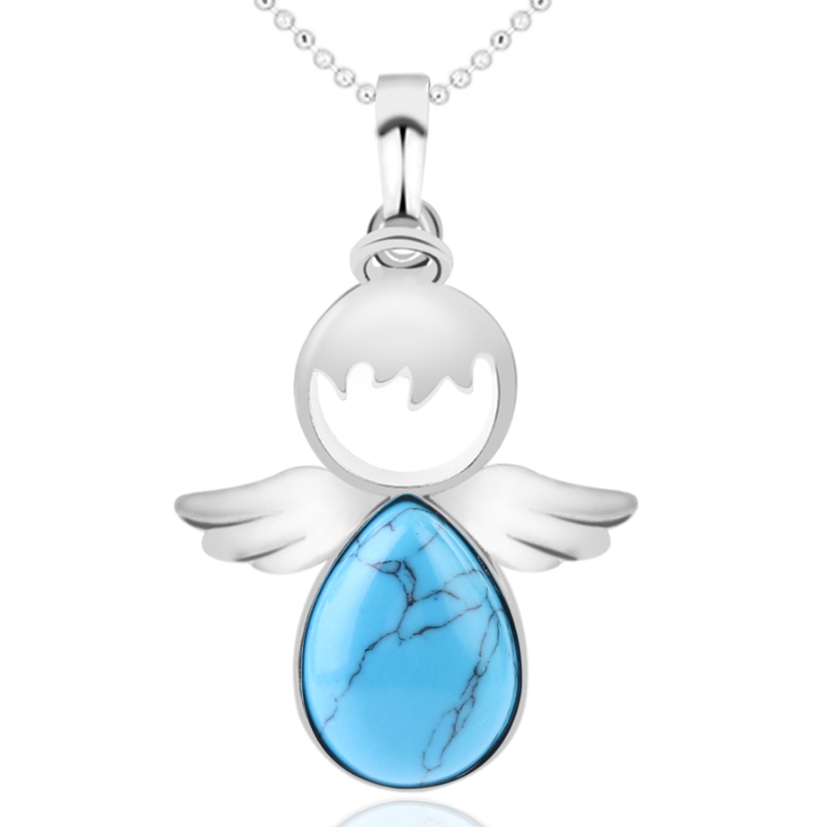Chaîne et son Pendentif en Turquoise "Stabilité & Empathie" - Ange