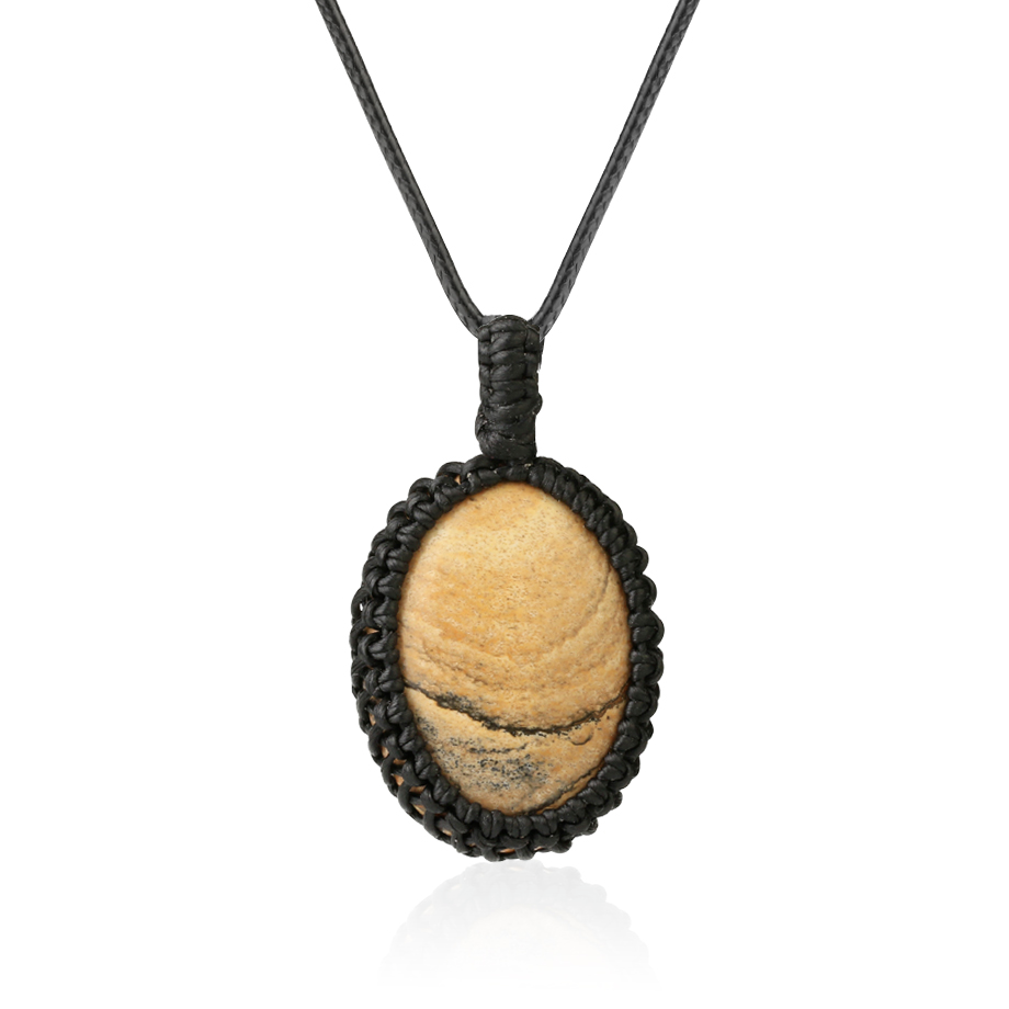 Cordon et son Pendentif en Jaspe "Épanouissement & Estime de soi" - Cabochon