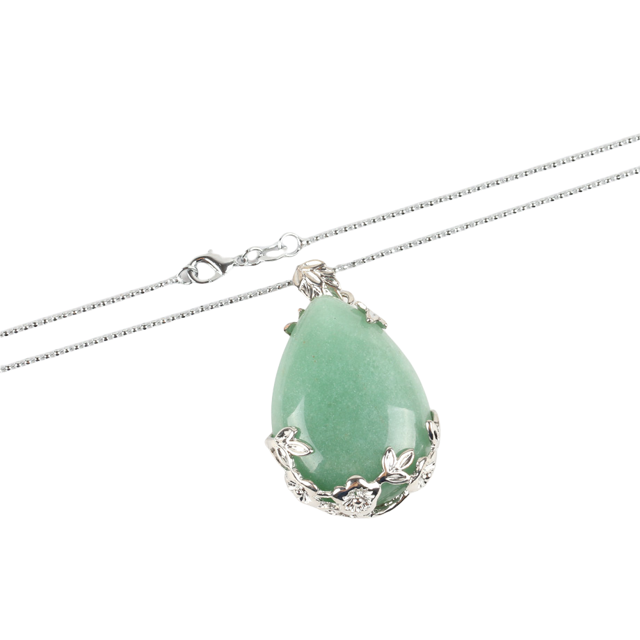 Chaîne et son Pendentif Reiki en Aventurine "Chance & Fortune" - Goutte