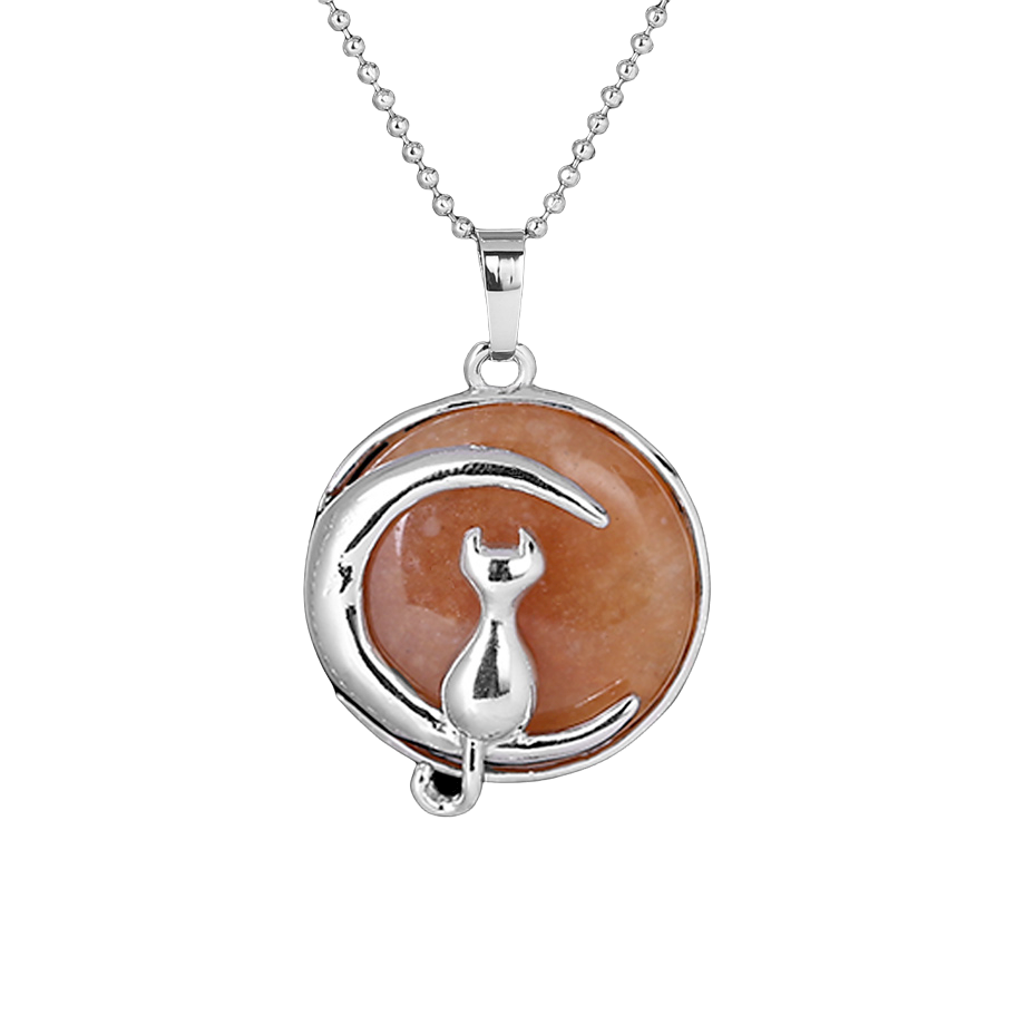 Chaîne et son Pendentif en Jade "Tempérance & Tolérance" - Chat au clair de lune