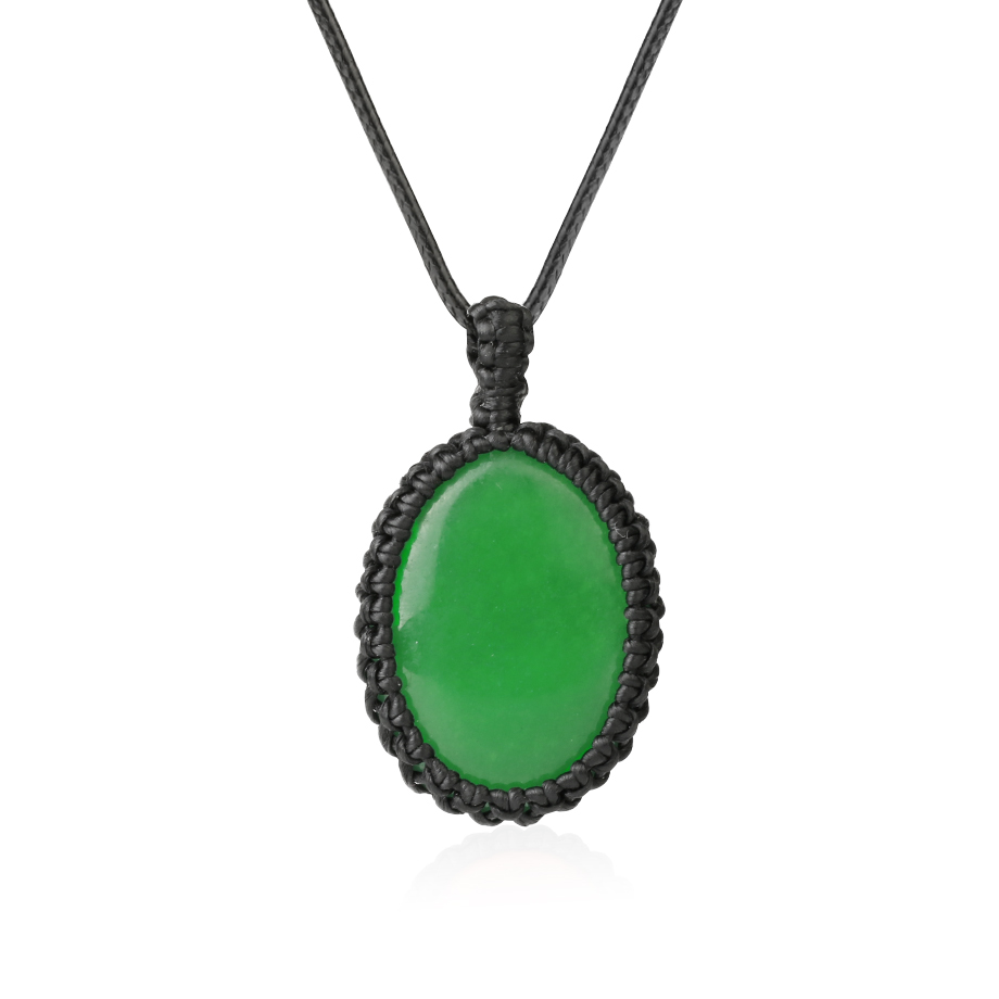 Cordon et son Pendentif en Jade "Tempérance & Tolérance" - Cabochon