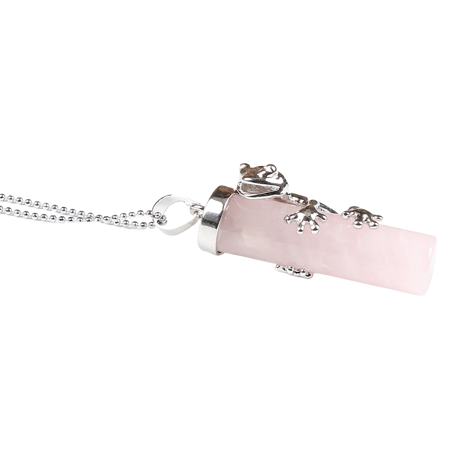 Chaîne et son Pendentif en Quartz rose "Amour & Confiance en soi" - Grenouille