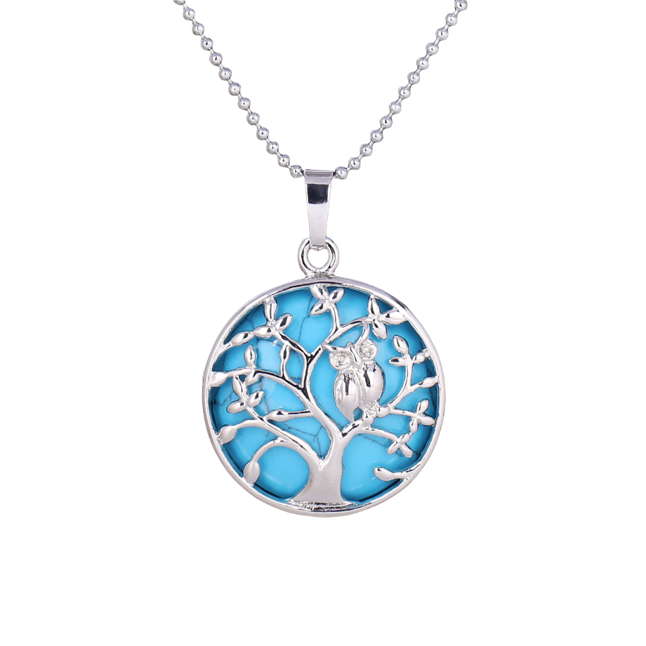 Chaîne et son Pendentif en Turquoise "Stabilité & Empathie" - Arbre de vie