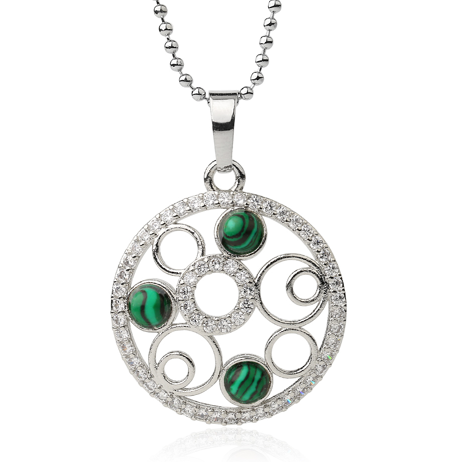 Chaîne et son Pendentif en Malachite "Protection & Clairvoyance"