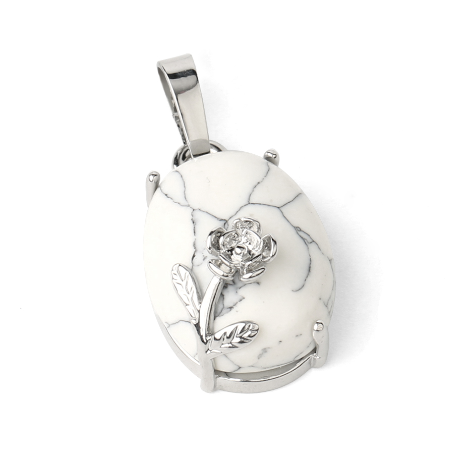 Pendentif en Turquoise blanche "Sagesse & Conscience" - Cabochon