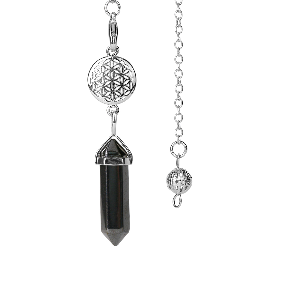 Pendule en Hématite "Force & Puissance" - Fleur de vie