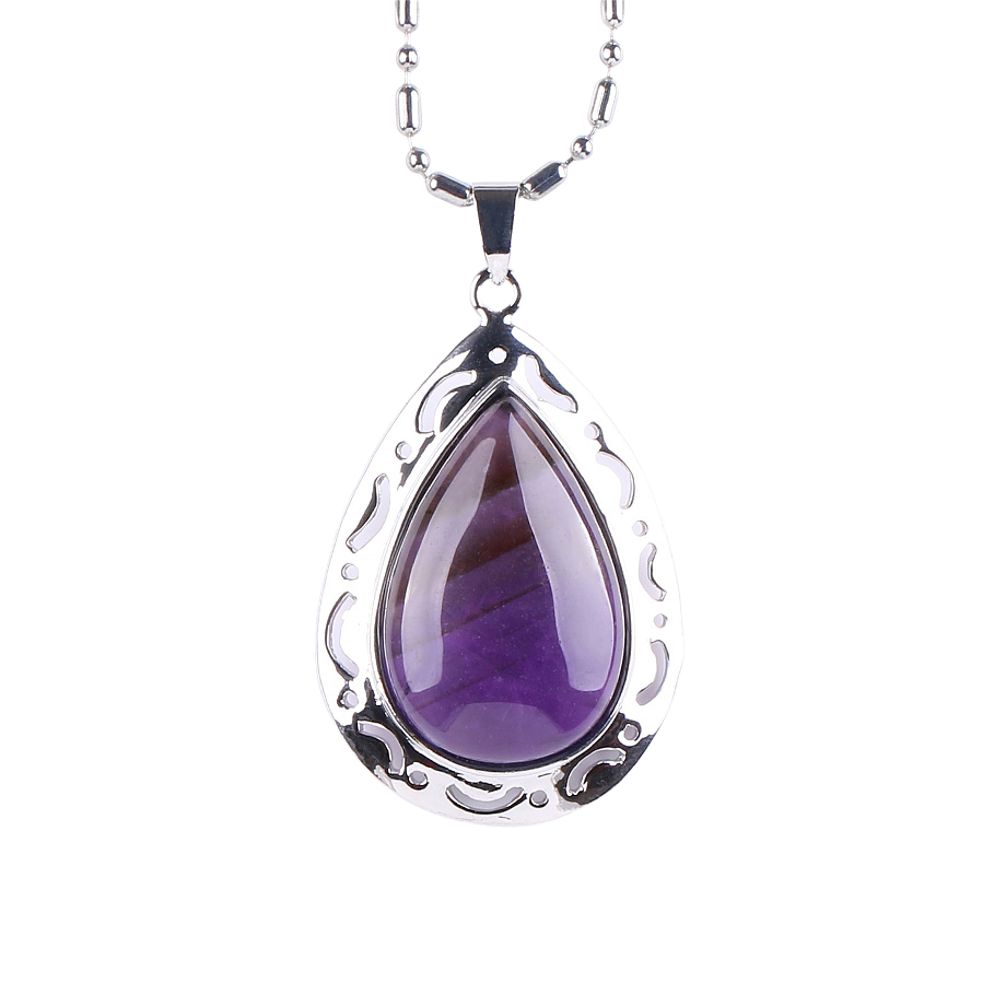Chaîne et son Pendentif Guérison en Améthyste "Force & Sagesse" - Goutte