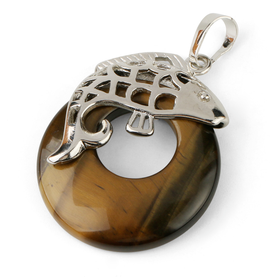 Pendentif Guérison en Oeil de tigre "Courage & Audace" - Poisson