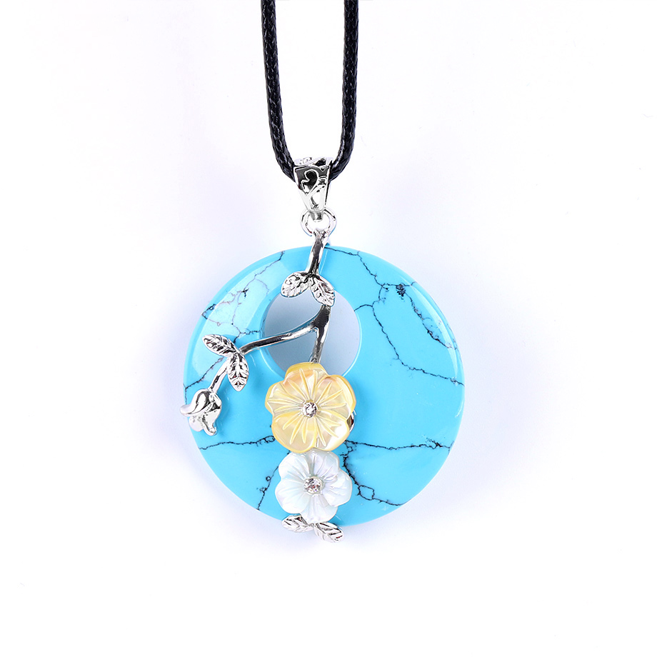 Cordon et son Pendentif Reiki en Turquoise "Stabilité & Empathie" - Fleur