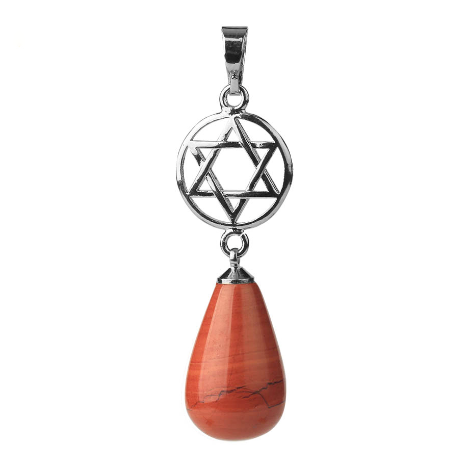 Pendentif en Jaspe rouge "Force & Spiritualité" - Goutte étoilé