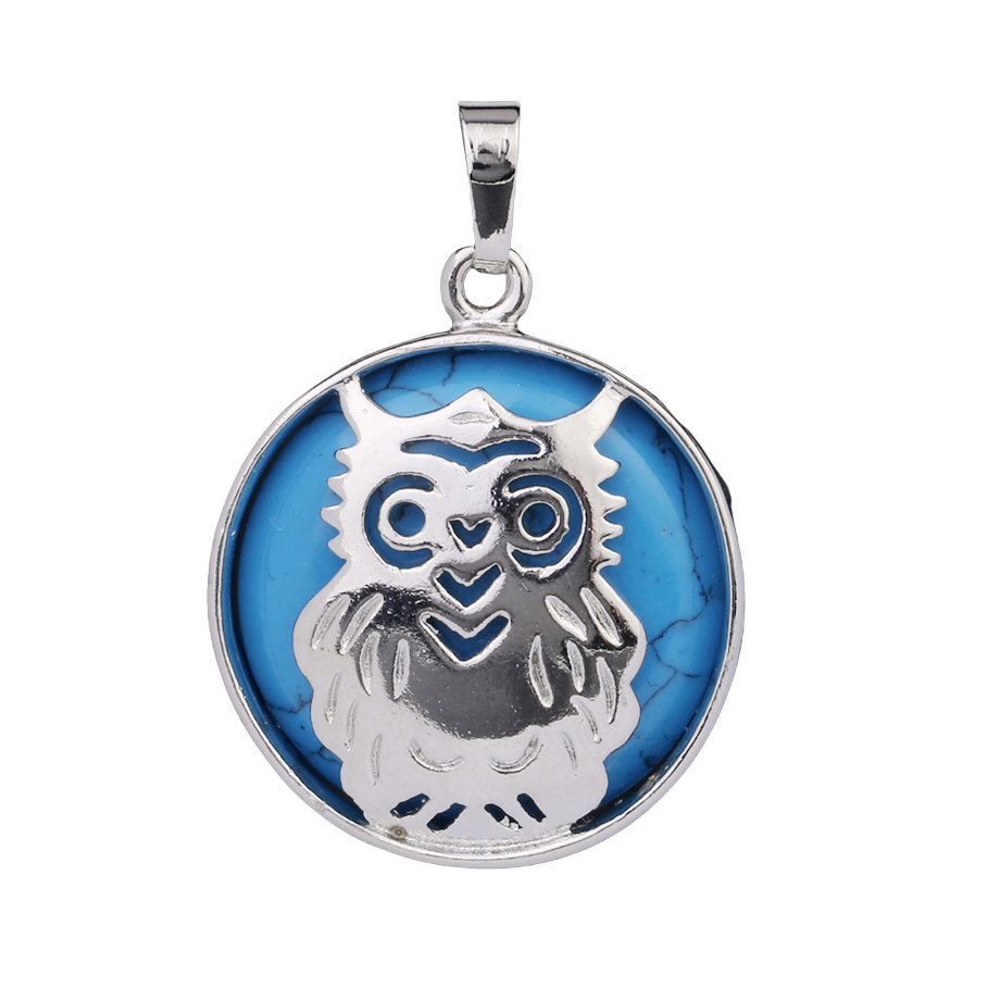 Pendentif Reiki en Turquoise bleue "Sérénité & Bien être" - Chouette