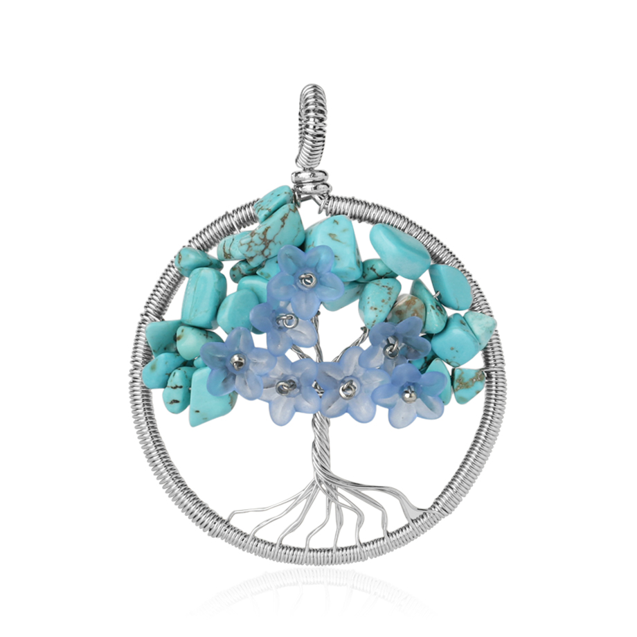 Pendentif Reiki en Turquoise "Stabilité & Empathie" - Arbre de vie