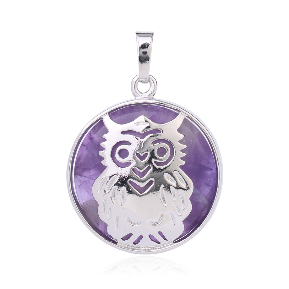 Pendentif Reiki en Améthyste "Force & Sagesse" - Chouette