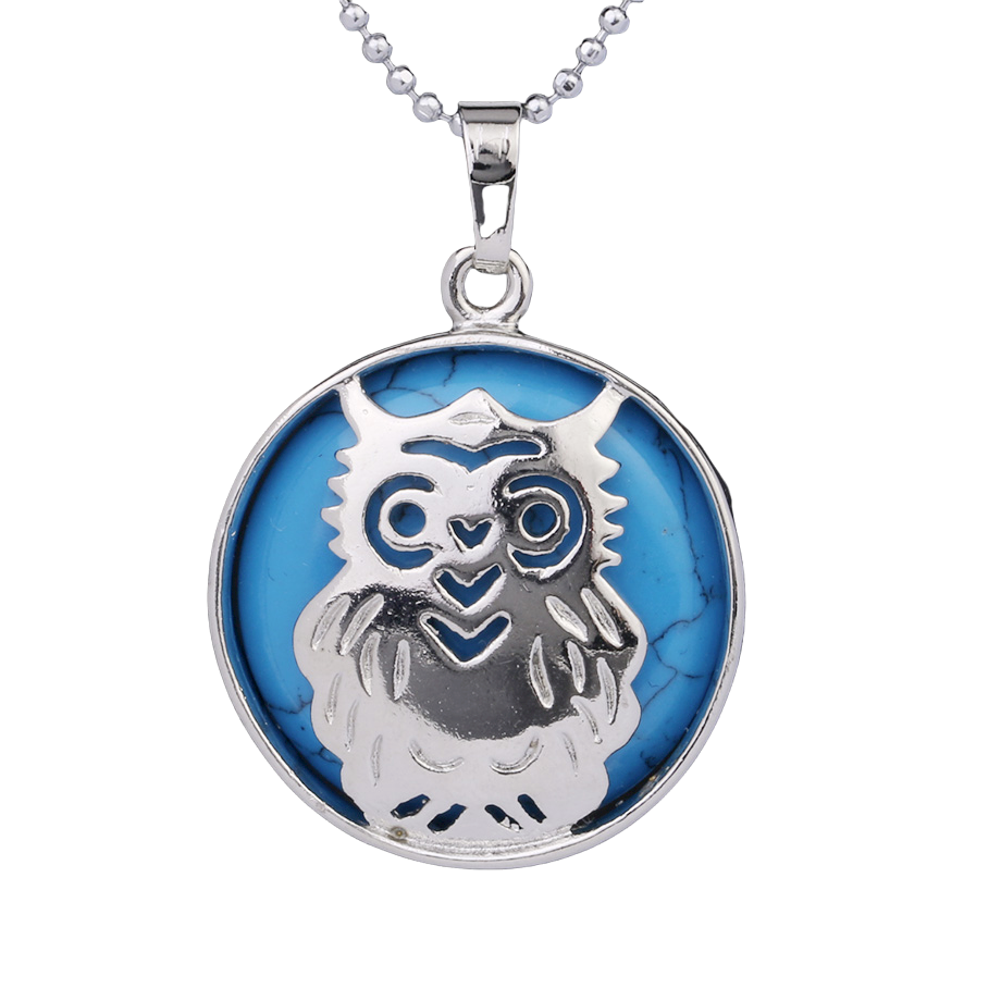 Chaîne et son Pendentif Reiki en Turquoise "Stabilité & Empathie" - Chouette