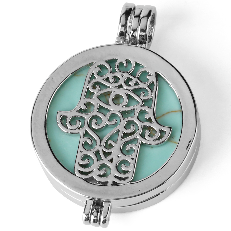 Pendentif Guérison en Turquoise "Stabilité & Empathie" - Main de Fatma