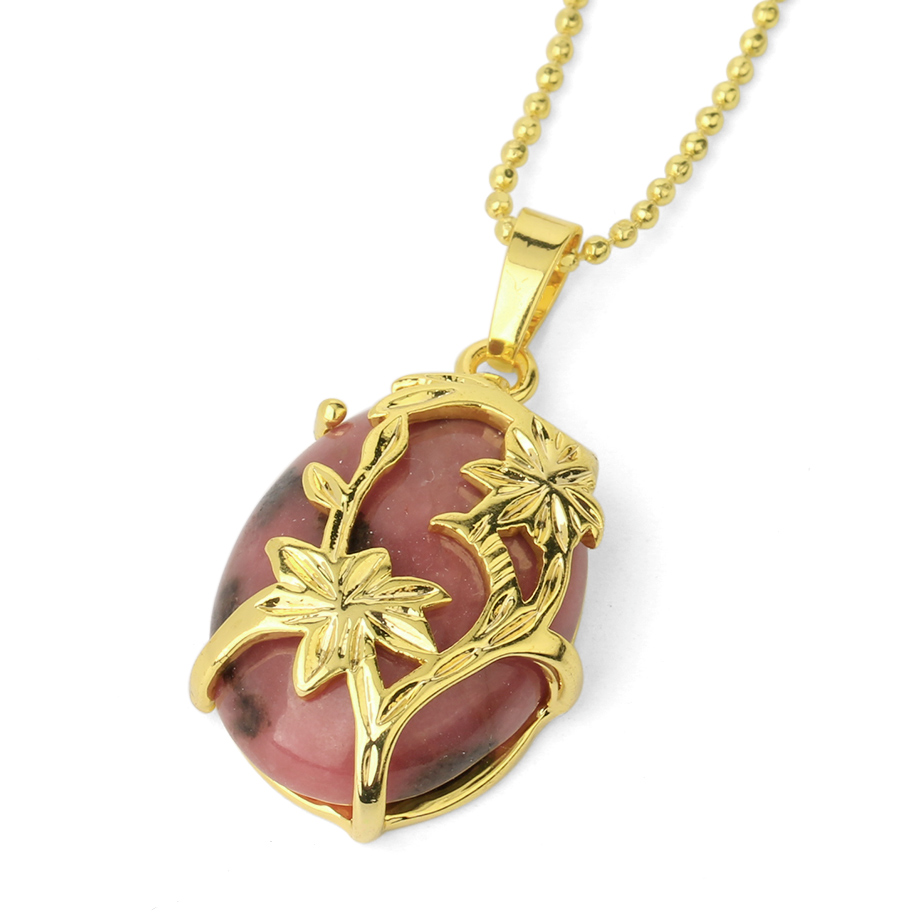Chaîne et son Pendentif Reiki en Rhodonite "Amour & Bienveillance" - Cabochon