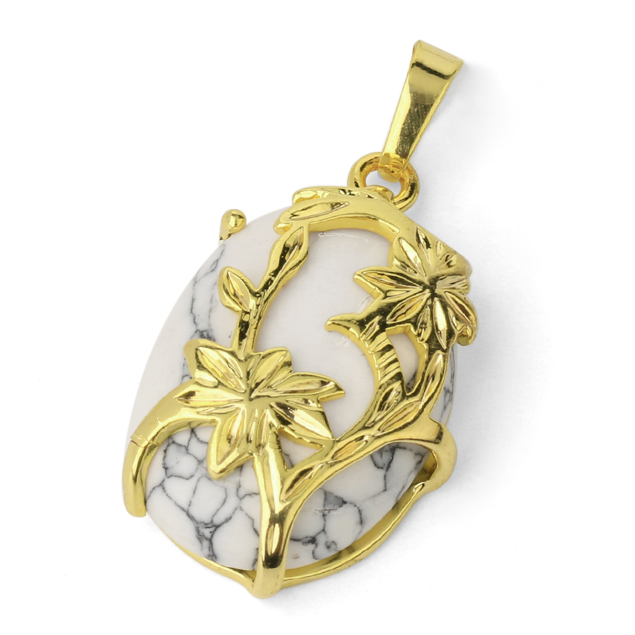 Pendentif Guérison en Turquoise blanche "Sagesse & Conscience" - Cabochon