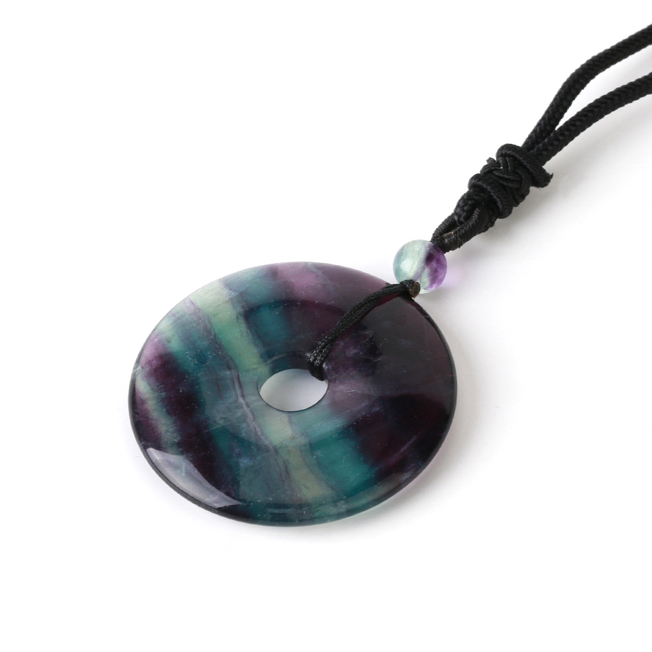 Cordon et son Pendentif Porte Bonheur en Fluorite "Stabilité & Clairvoyance"