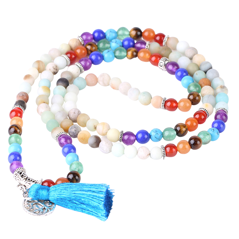 Collier Sept Chakras en Amazonite "Paix & Courage"