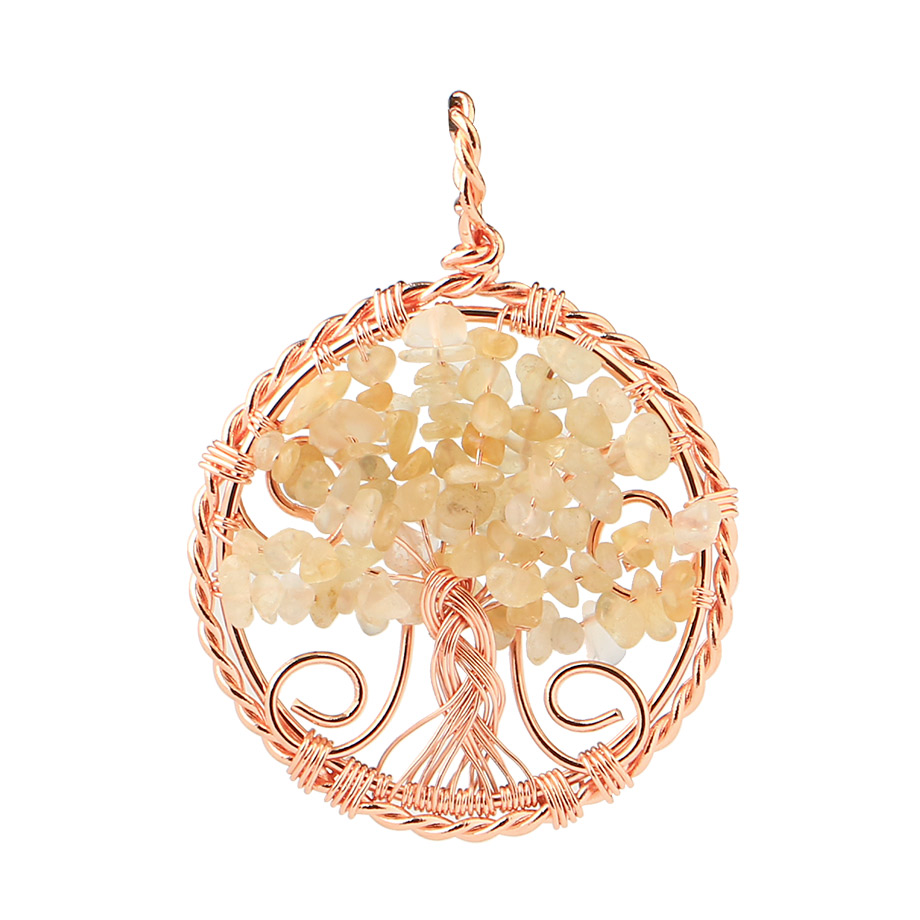 Pendentif Reiki en Citrine "Joie & Abondance" - Arbre de vie