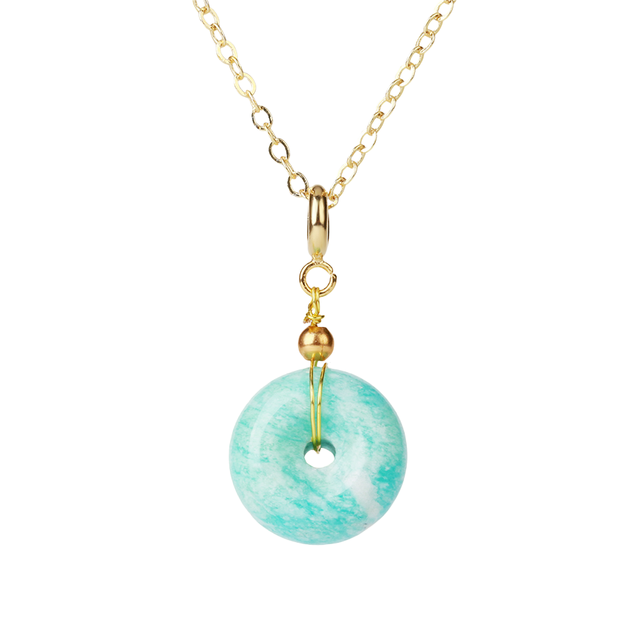Chaîne et son Pendentif en Amazonite "Paix & Courage"