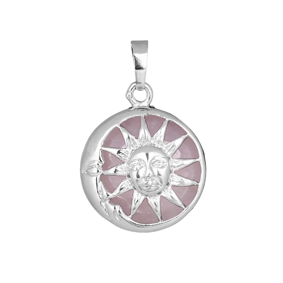 Pendentif en Quartz rose "Amour & Confiance en soi" - Soleil & Lune