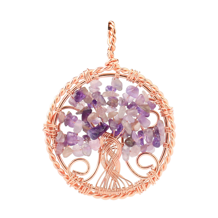 Pendentif Reiki en Améthyste "Force & Sagesse" - Arbre de vie