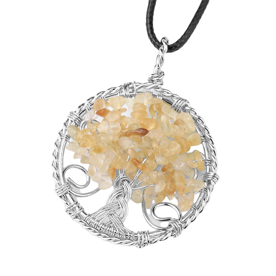 Cordon et son Pendentif Reiki en Citrine "Joie & Abondance" - Arbre de vie