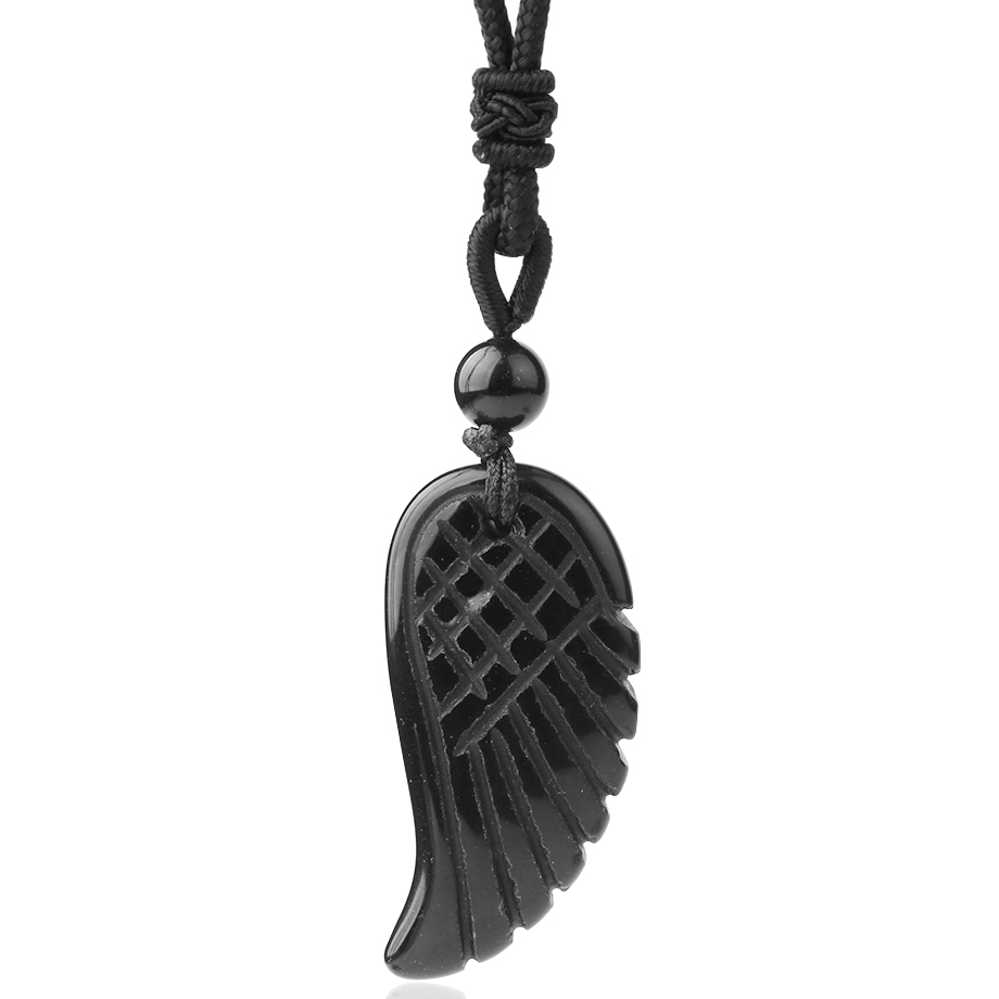 Cordon et son Pendentif en Obsidienne "Protection & Réconfort" - Aile