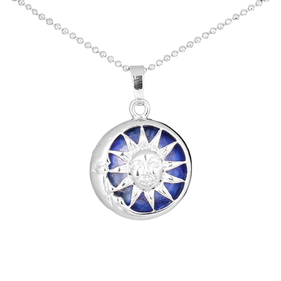 Chaîne et son Pendentif Guérison en Lapis-Lazuli "Santé & Harmonie" - Soleil & Lune