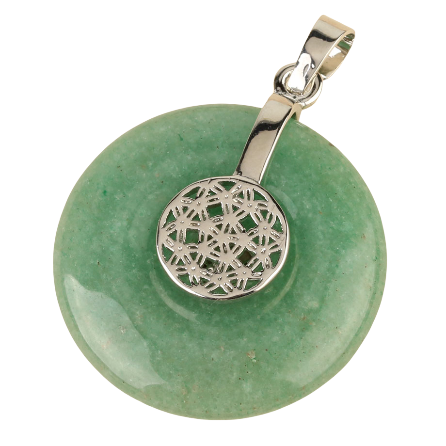 Pendentif Guérison en Aventurine verte "Développement & Épanouissement" - Fleur de vie