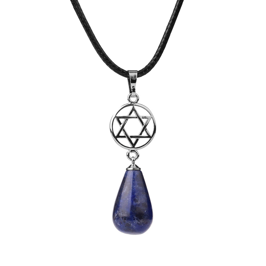 Cordon et son Pendentif Reiki en Sodalite "Humilité & Courage" - Goutte Étoilé