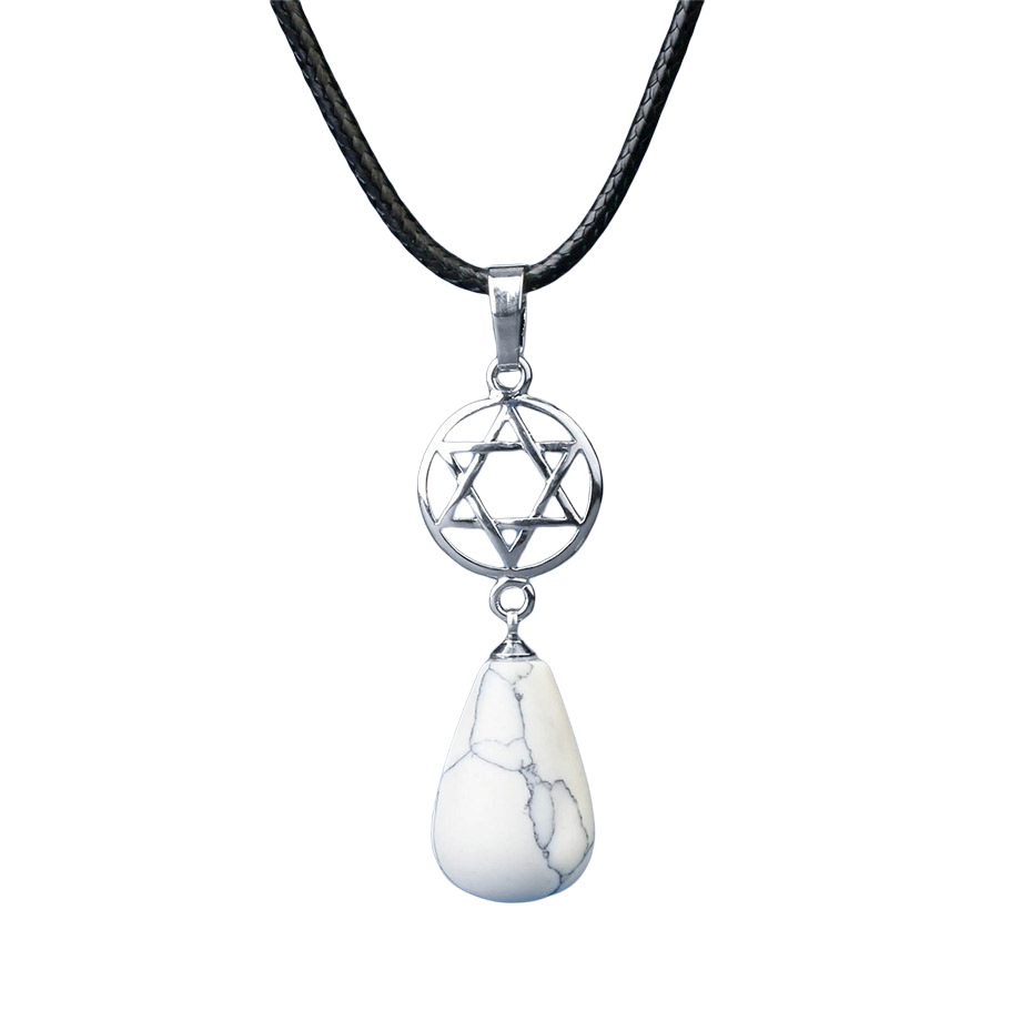 Cordon et son Pendentif Guérison en Turquoise blanche "Sagesse & Conscience" - Goutte Étoilé