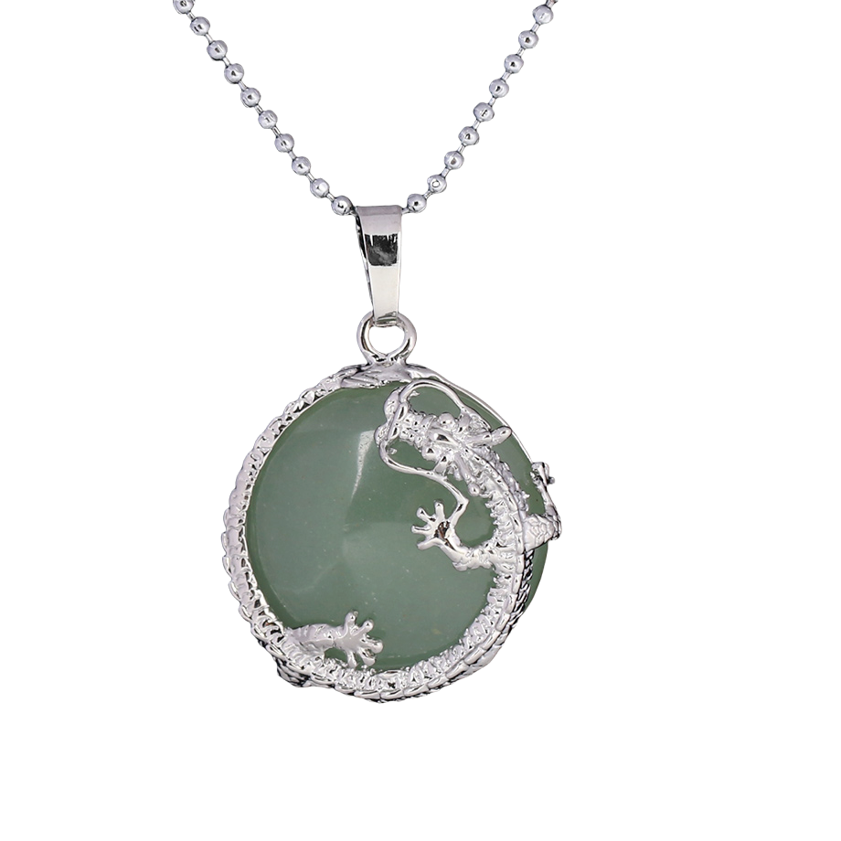Chaîne et son Pendentif en Aventurine verte "Développement & Épanouissement" - Dragon