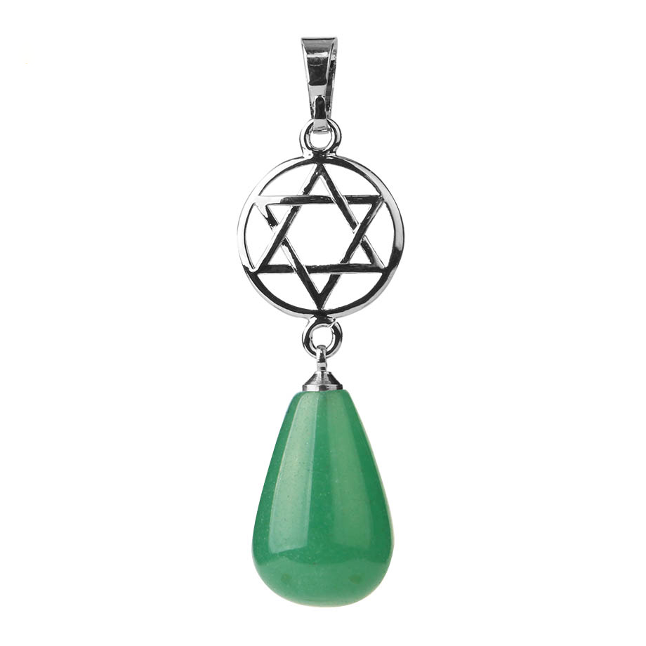 Pendentif en Aventurine verte "Développement & Épanouissement" - Goutte étoilé