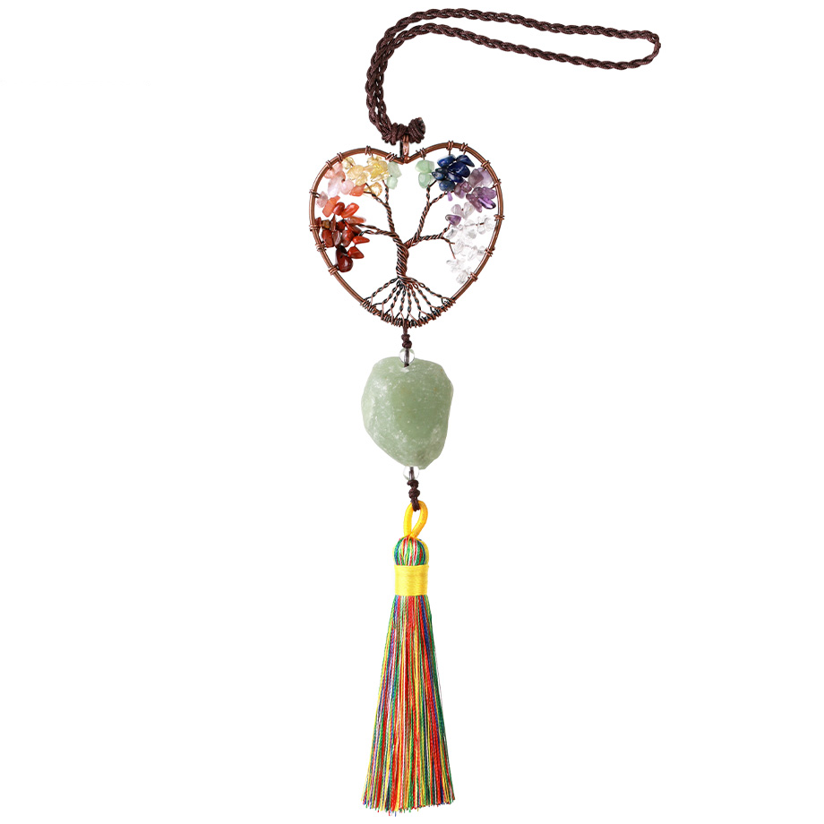 Charme Sept Chakras en Aventurine verte "Développement & Épanouissement" - Arbre de vie