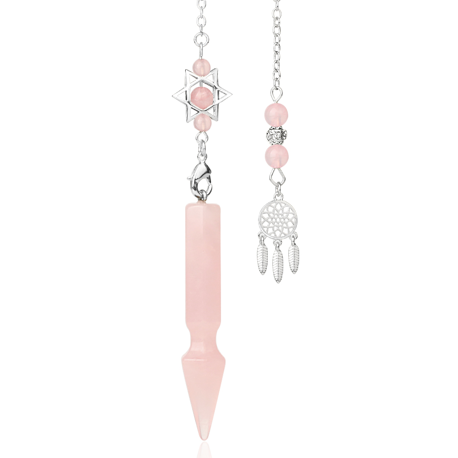 Pendule Reiki en Quartz rose "Amour & Confiance en soi" - Attrape Rêve