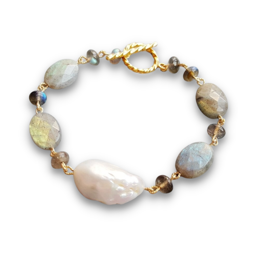 Bracelet en Perle et Labradorite "Discrétion & Modestie"
