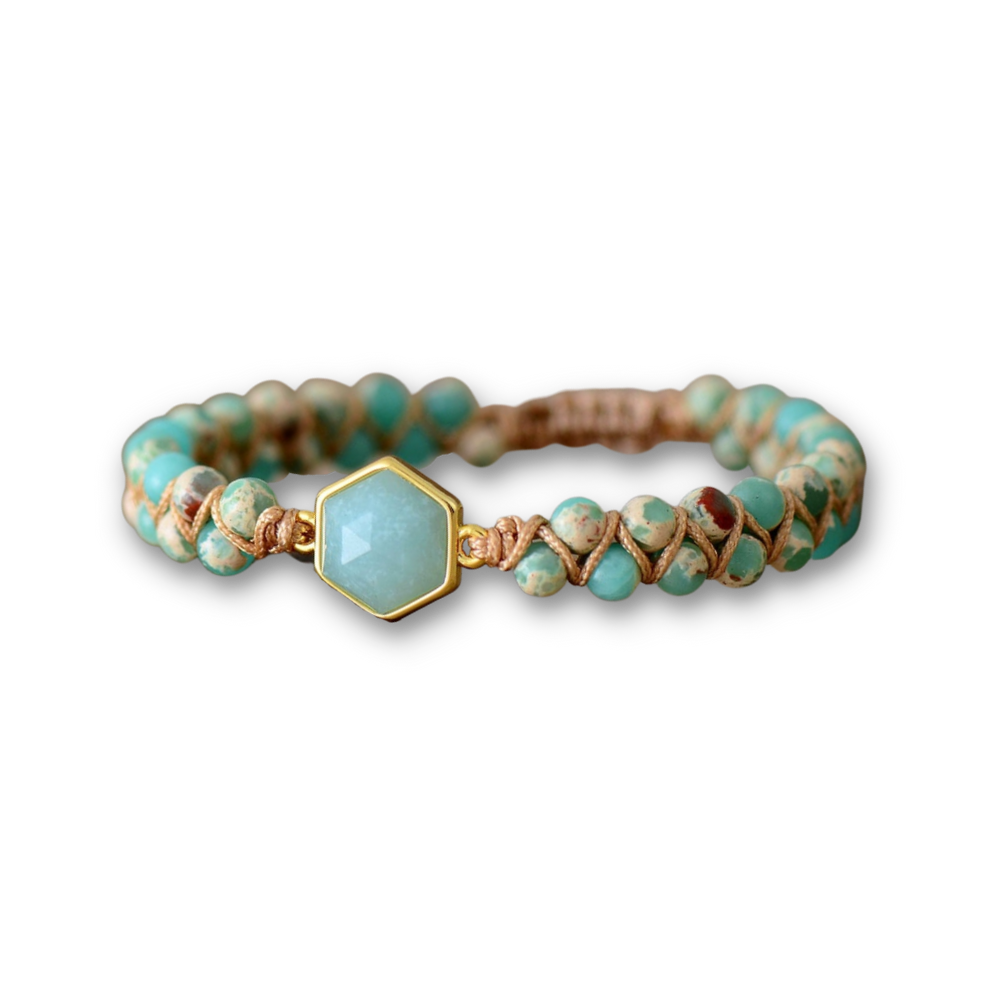 Bracelet en Amazonite et Jaspe "Paix & Courage"