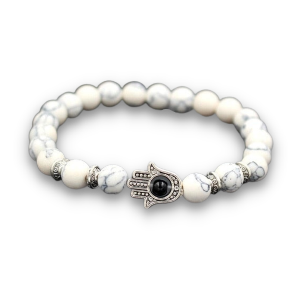 Bracelet en Turquoise blanche "Sagesse & Conscience" - Main de Fatma