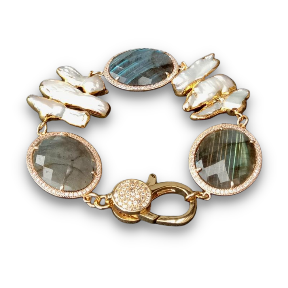 Bracelet en Labradorite et Perle "Protection & Développement"