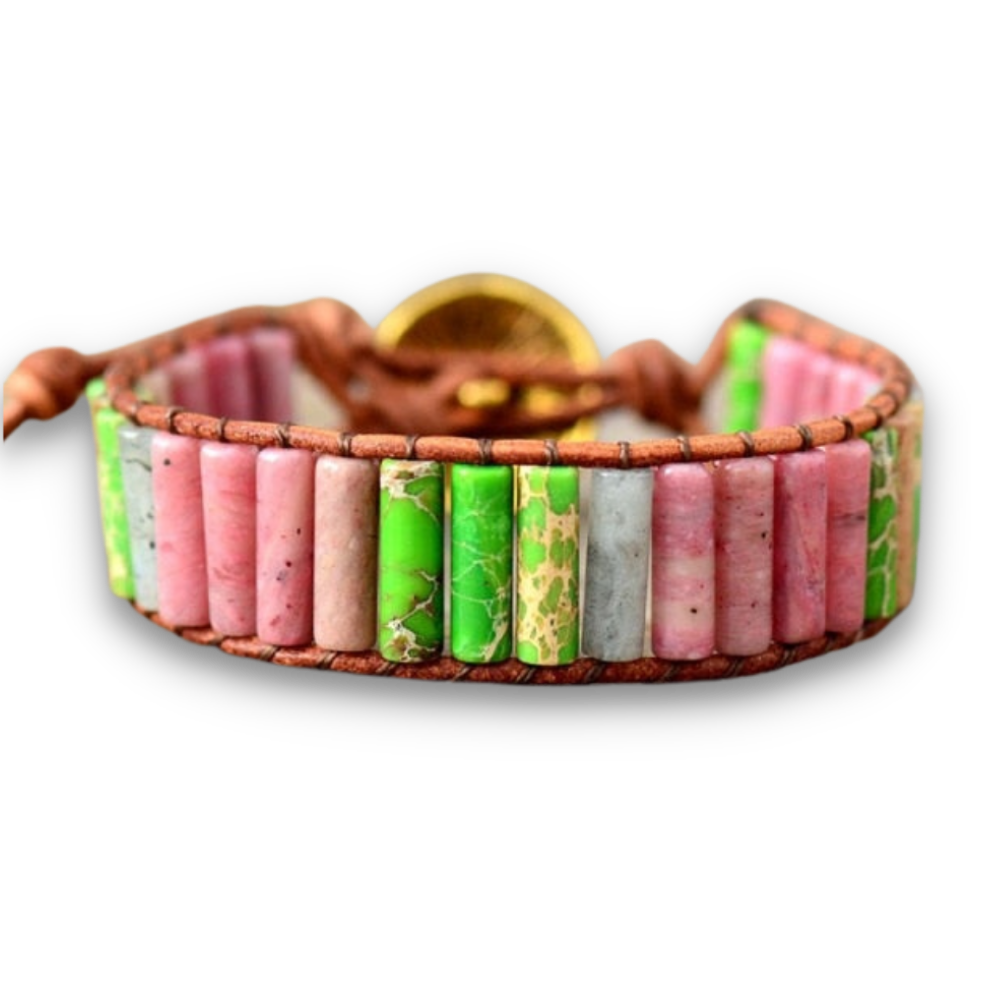 Bracelet Bohémien en Rhodonite et Jaspe "Amour & Bienveillance"