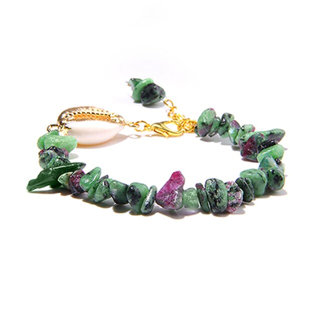 Bracelet Baroque en Unakite "Confiance & Sagesse" - Coquillage