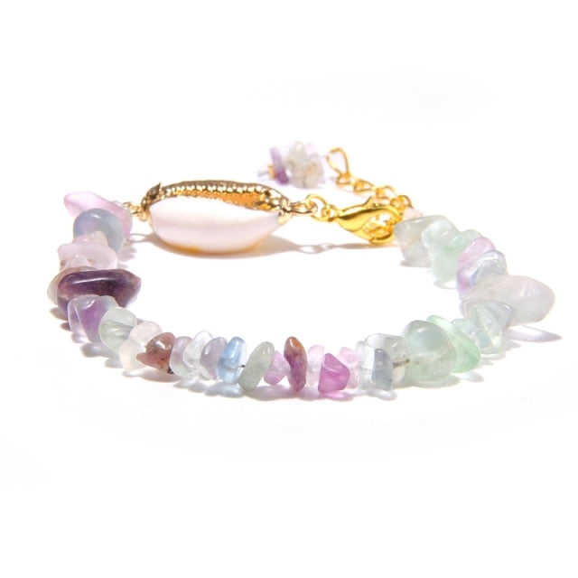 Bracelet Baroque en Fluorite "Stabilité & Clairvoyance" - Coquillage