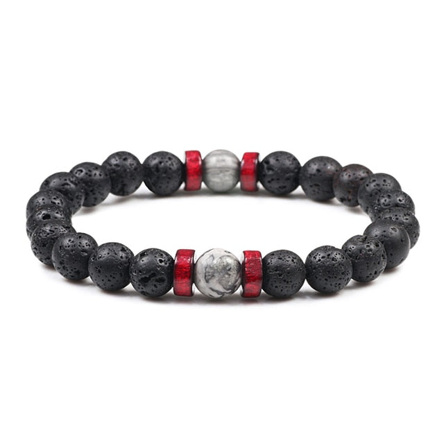 Bracelet Tibétain en Pierre de lave "Ancrage & Stabilité"