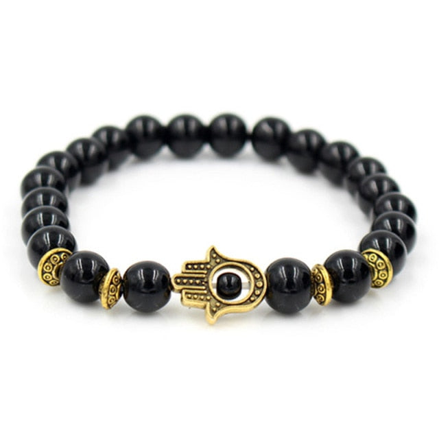 Bracelet en Obsidienne "Protection & Réconfort" - Main de Fatma