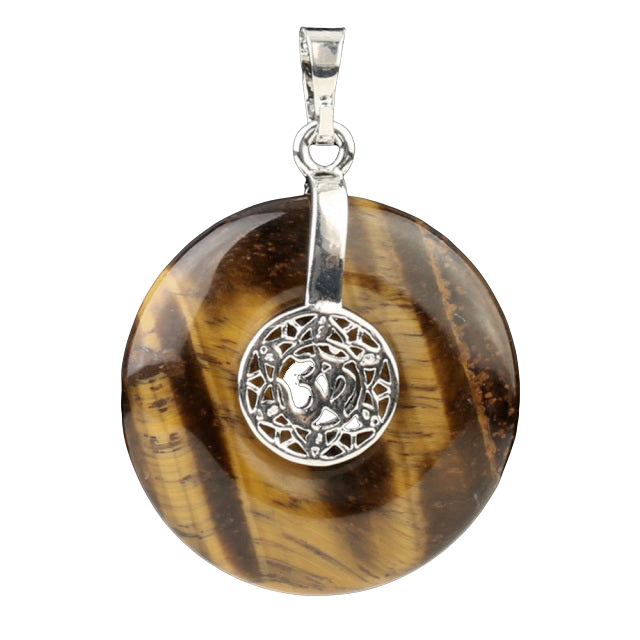 Pendentif Yoga en Oeil de tigre "Courage & Audace" - Om