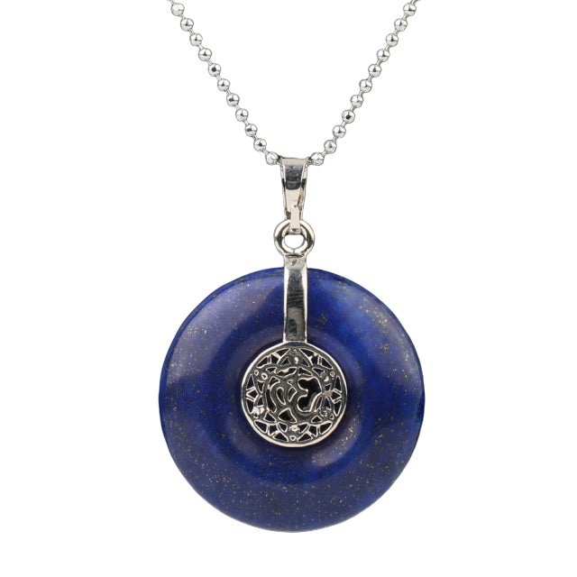 Chaîne et son Pendentif Yoga en Lapis-Lazuli "Santé & Harmonie" - Om